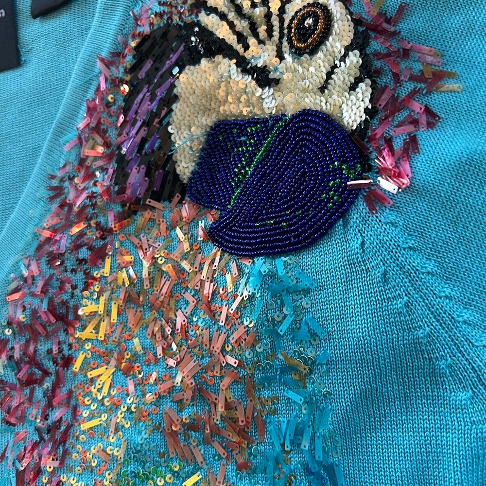 Blue Parrot Embroidered Sweater - Picture 2 of 13